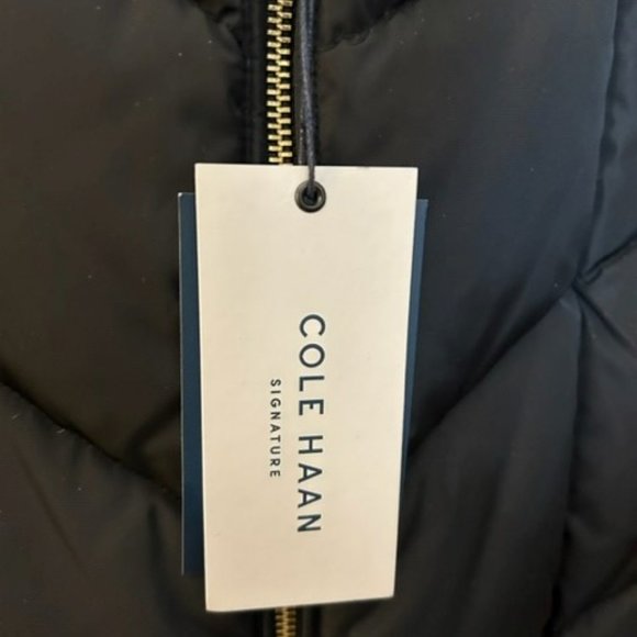 BRAND NEW! Cole Haan Faux Fur-Trim Down Puffer Coat - Blk - Medium - NWT - Picture 5 of 6